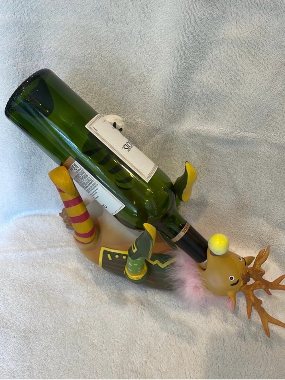 Whimsical Reindeer Wine Bottle Holder in Green - Picture 8 of 8